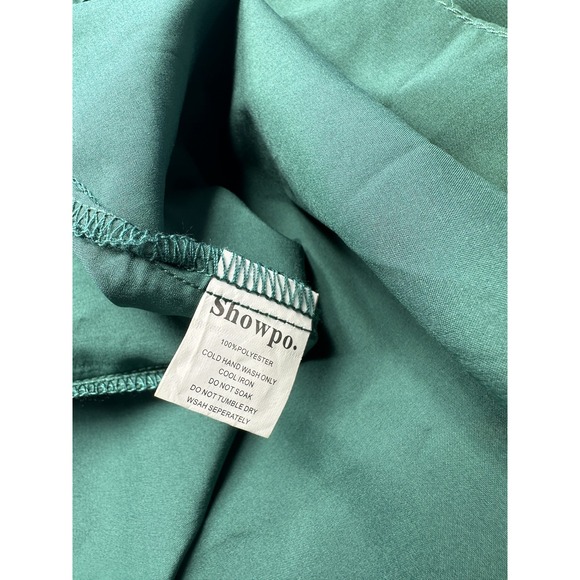 Showpo Dress Womens 6 Green Maxi Flutter Sleeve V Neck Ruched Waist Formal Gown - Picture 5 of 9